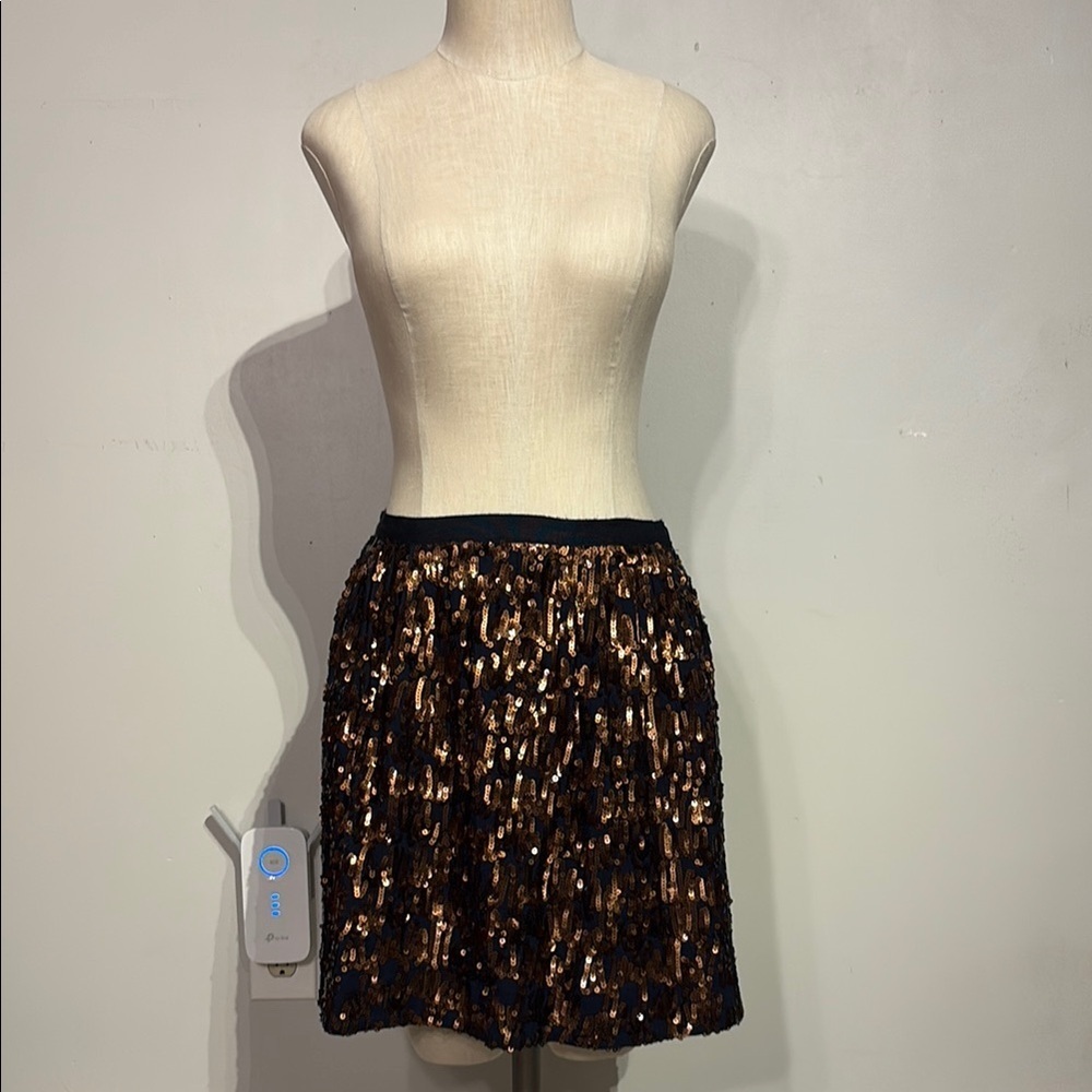 J. Crew Black and Copper Sequin Mini Skirt